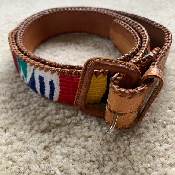 Vintage Accessories - Vintage leather and embroidered belt